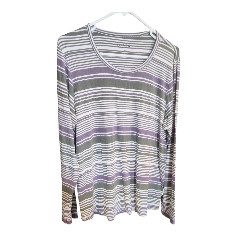 Orvis Purple Striped Long Sleeve Top